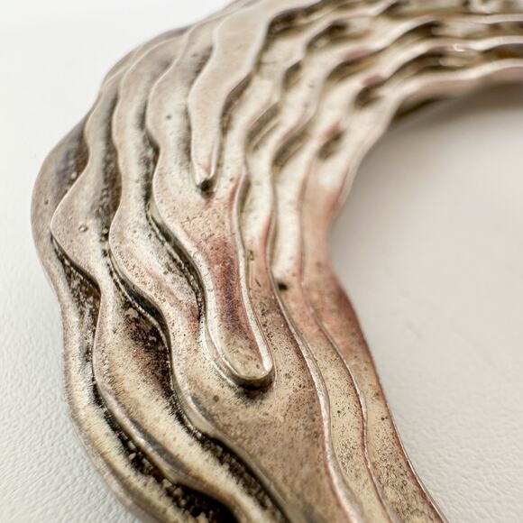 Sterling Silver Crescent Moon Brooch | Vintage Modernist Signed NR Designer Pin - Picture 4 of 14